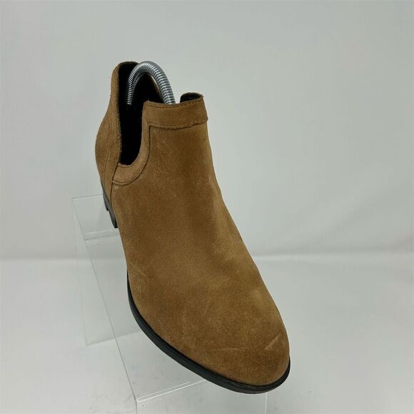 Sorel Lolla Cut Out Bootie Brown Tan Camel Suede Pull On Ankle Boots Size 8.5 - Picture 2 of 12